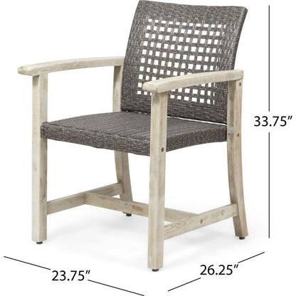 HAMPTON WOOD AND WICKER DINING CHAIR(SET OF 2 )