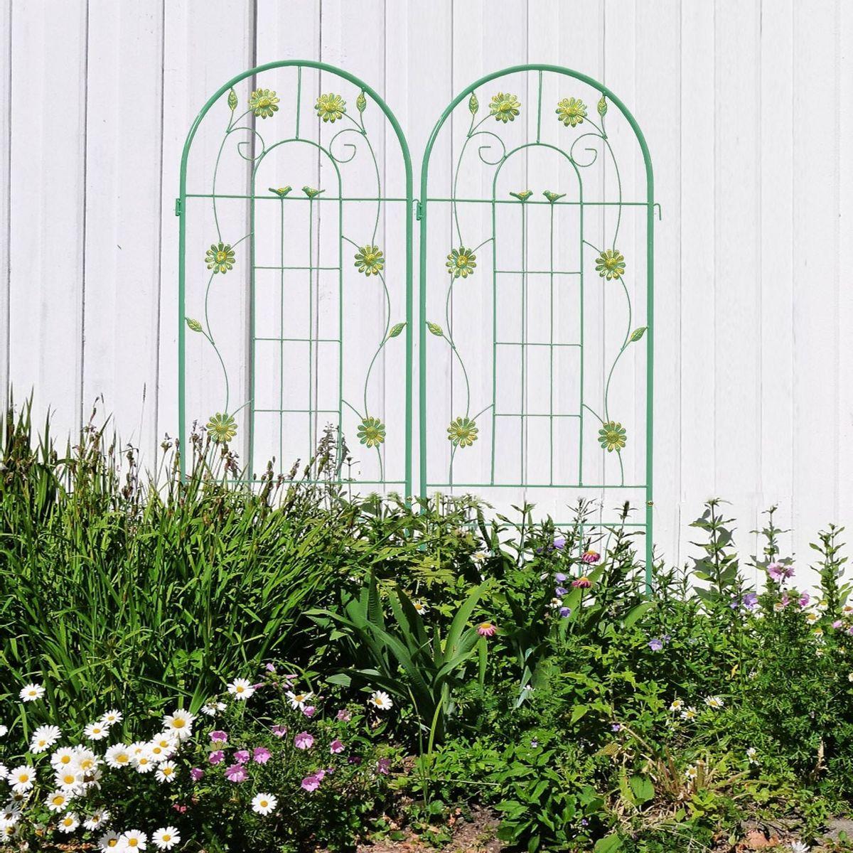 2 Pack Metal Garden Trellis 71" x 19.7" Rustproof Trellis for Climbing Plants Outdoor Flower Support Green