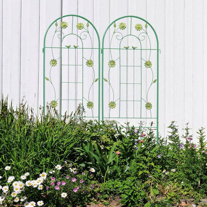 2 Pack Metal Garden Trellis 71" x 19.7" Rustproof Trellis for Climbing Plants Outdoor Flower Support Green
