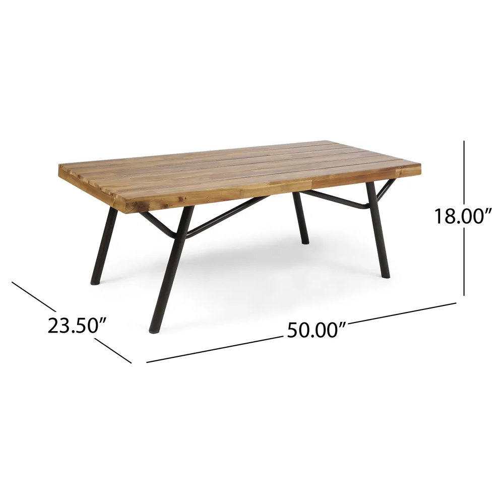 Canoga Outdoor Industrial Loveseat with Coffee Table