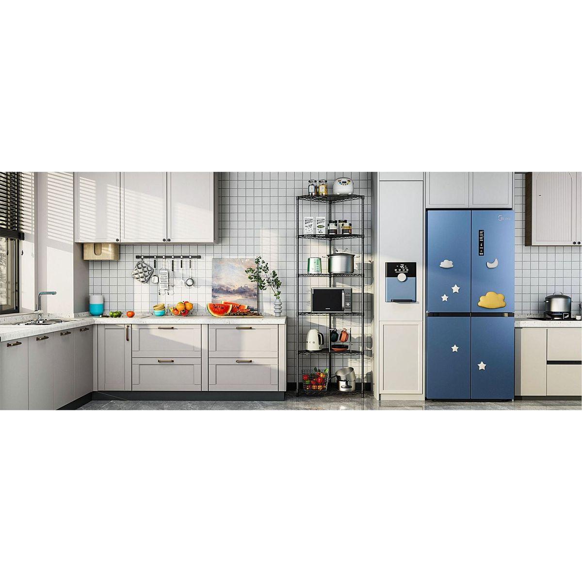 6 Tier Shelf Corner Wire Shelf Rack Pentagonal Shelves Adjustable Metal Heavy Duty Free Standing Corner Storage Display Chrome Rack for Bathroom, Living Room, Kitchen - Black