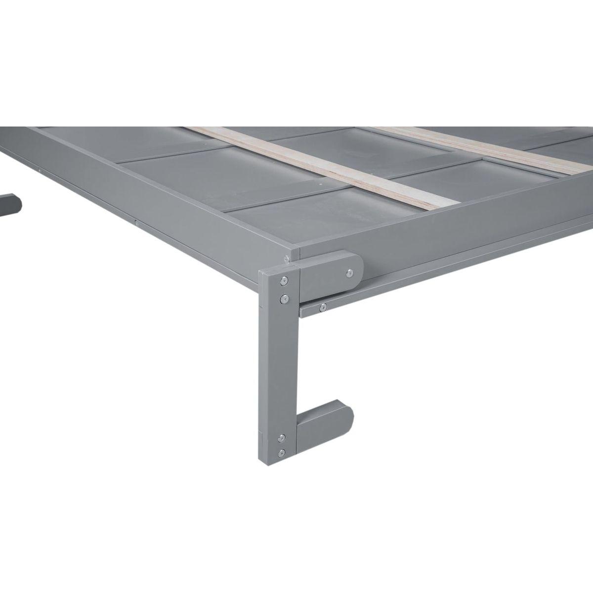 Queen Size Murphy Bed Wall Bed with Shelves and LED Lights,Gray