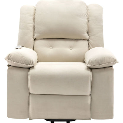 Massage Recliner,Power Lift Chair for Elderly with Adjustable Massage and Heating Function,Recliner Chair with Infinite Position and Side Pocket for Living Room, Beige