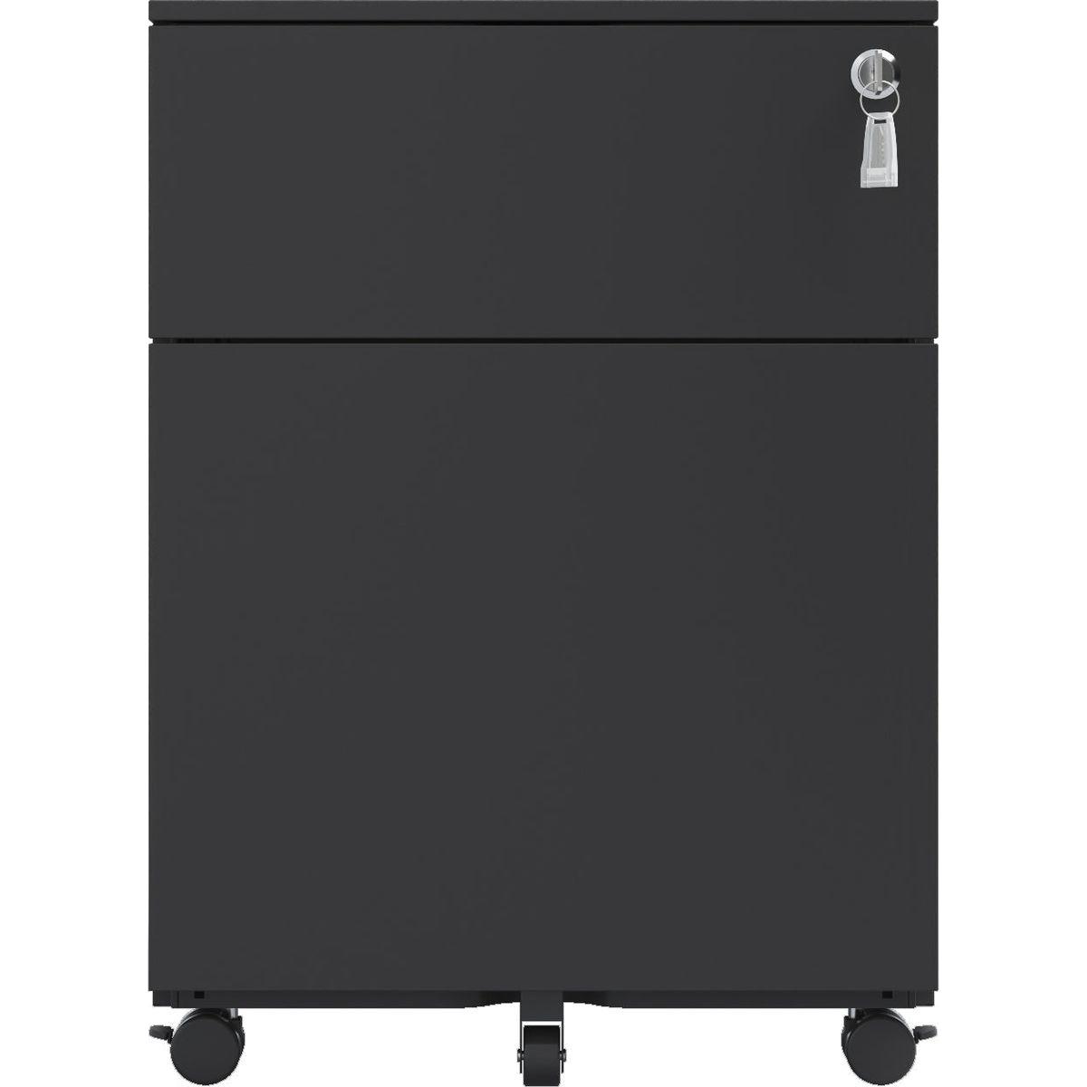 2 Drawer Mobile File Cabinet with Lock Steel File Cabinet for Legal/Letter/A4/F4 Size, Fully Assembled Include Wheels, Home/ Office Design, Black
