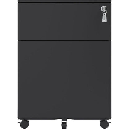 2 Drawer Mobile File Cabinet with Lock Steel File Cabinet for Legal/Letter/A4/F4 Size, Fully Assembled Include Wheels, Home/ Office Design, Black