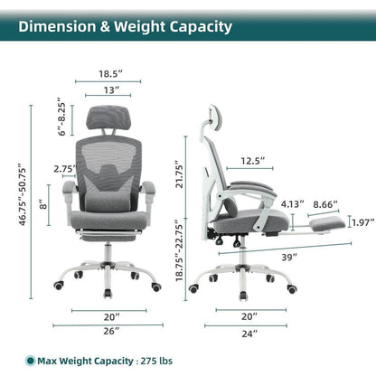 Mesh High Back Ergonomic Office Chair Lumbar Support Pillow Computer Desk Chair