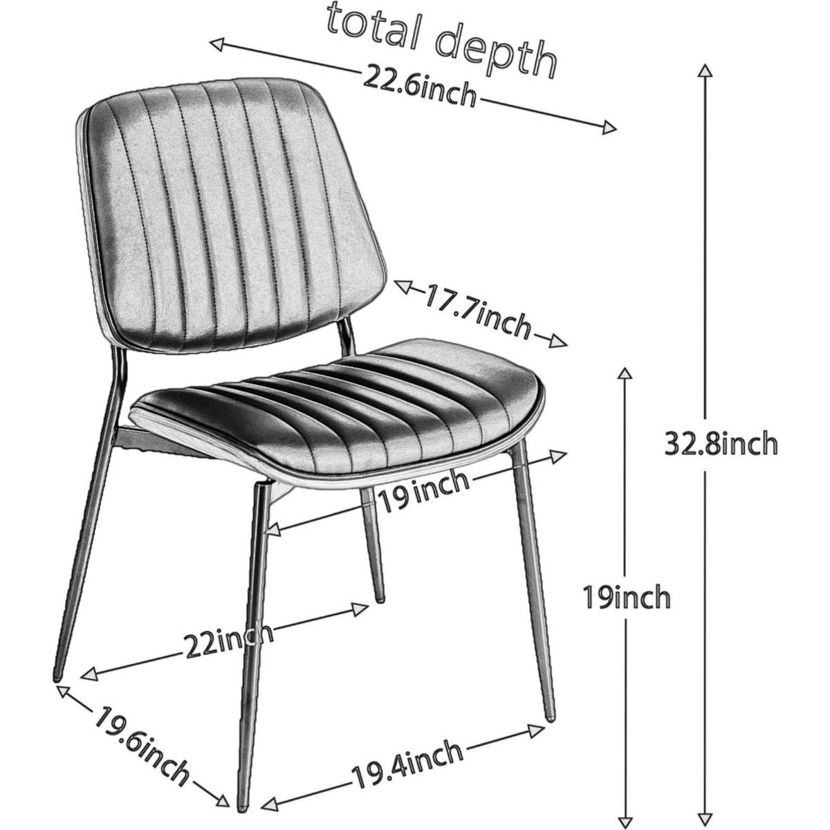 Dining Chairs Set of 2 Modern Retro Linen Chair with Bentwood Back Upholstered Seat Metal Legs Adjustable Foot for Kitchen Dining Room Chairs(Gray Linen)