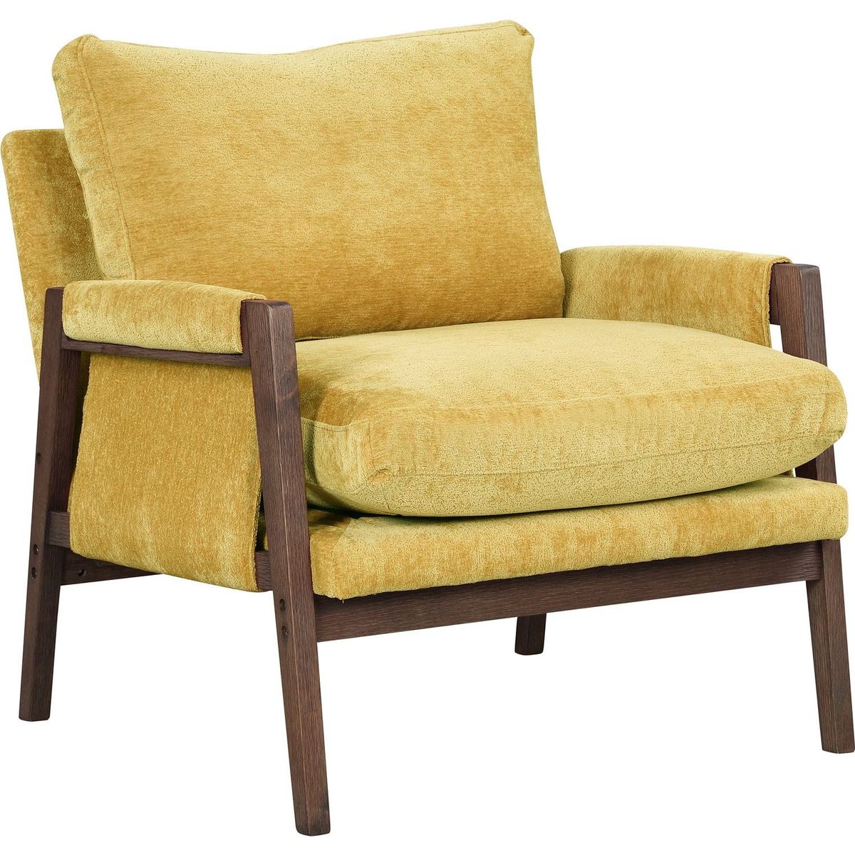 Kelly Mid-Century Modern Velvet Accent Armchair, Yellow