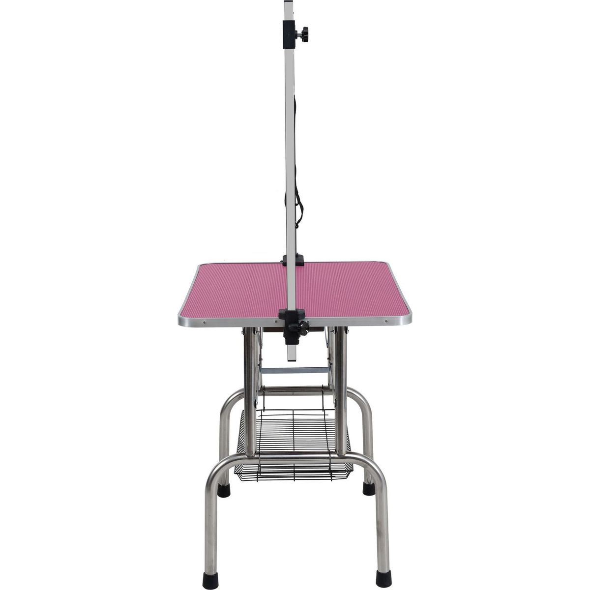 36" Folding Dog Pet Grooming Table Stainless Steel Frame Rubber Mat on Board with Adjustable Arm and Clamps pet dog Cat Grooming Table (PINK COLOR)