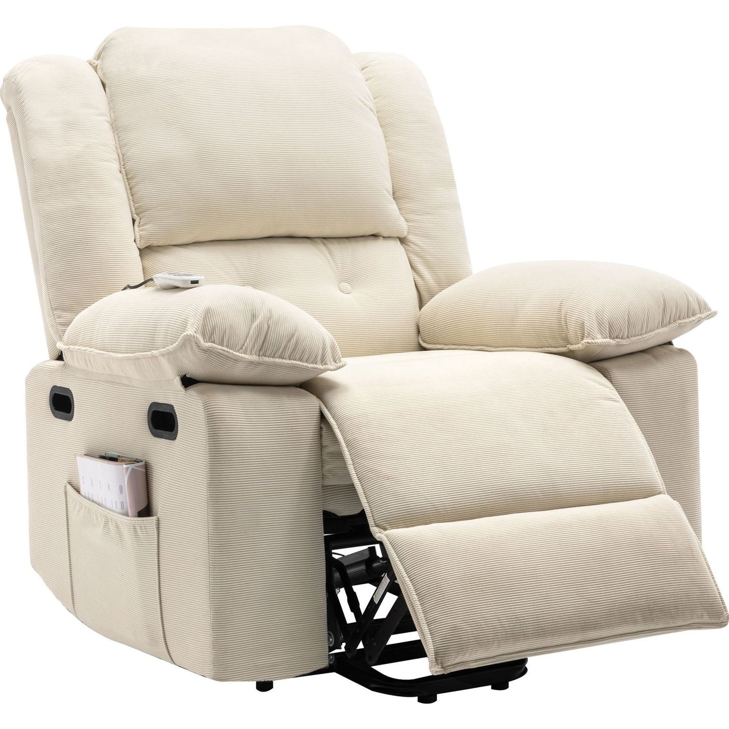 Massage Recliner,Power Lift Chair for Elderly with Adjustable Massage and Heating Function,Recliner Chair with Infinite Position and Side Pocket for Living Room, Beige