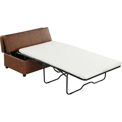 Twin Size Folding Ottoman Sleeper Bed with Mattress Convertible Guest Bed Brown