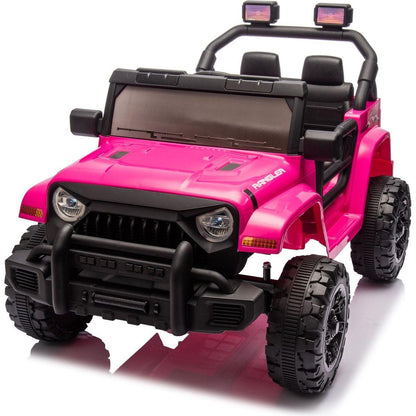 12V Kids Ride On Electric Car W/Parents Control,Dual drive, Four-wheel Suspension,With music,Bluetooth,MP3,USB,with headlights, steering wheel quick release,Slow start for Kids Aged 3-8.