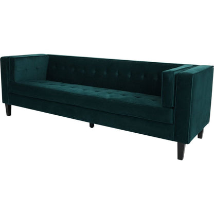 3-Seater Sofa, Upholstered Tufted Coach, Velvet Sofa, Green