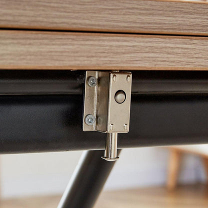 Modern minimalist multifunctional lifting table, with a 0.8-inch wood grain process sticker desktop and black metal legs, can be used as a dressing table, coffee table, dining table, and office table