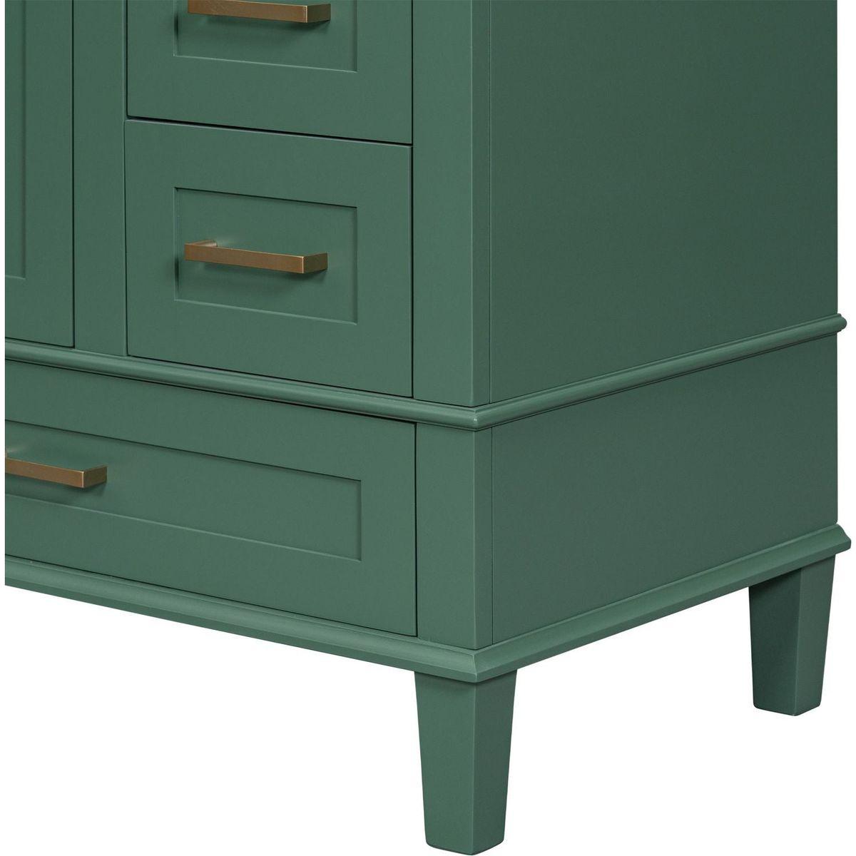 30" Bathroom Vanity in Green, Modern Bathroom Cabinet with Sink Combo Set, Bathroom Storage Cabinet with a Soft Closing Door and 3 Drawers, Solid Wood Frame