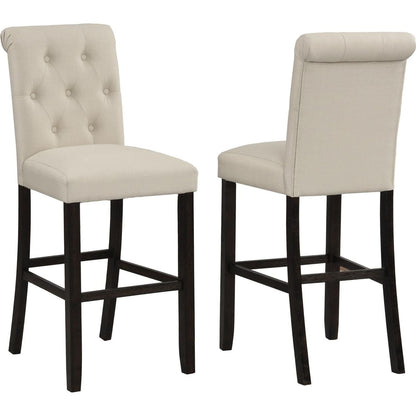 Leviton Solid Wood Tufted Asons Barstool, Set of 2, Tan