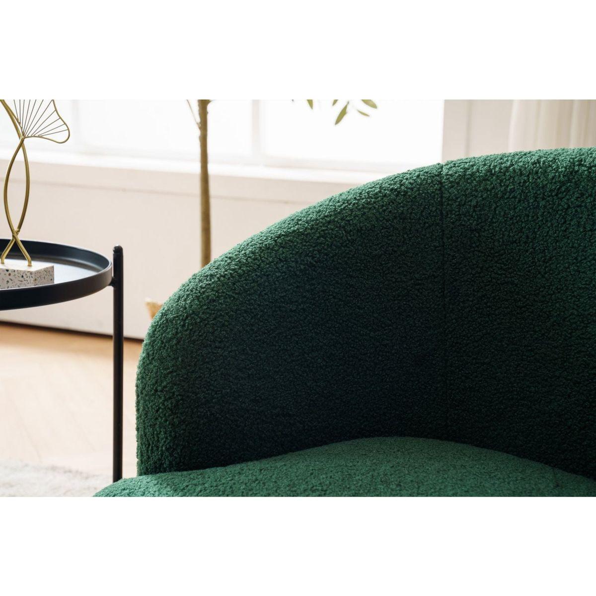 Teddy Fabric Swivel Accent Armchair Barrel Chair With Black Powder Coating Metal Ring,Dark Green