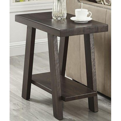 Athens Contemporary Wood Shelf Side Table in Weathered Espresso