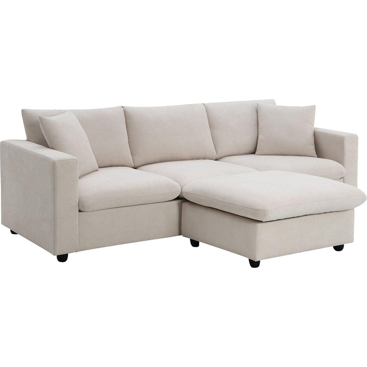 100.4x64.6" Modern Sectional Sofa,L-shaped Couch Set with 2 Free pillows,4-seat Polyester Fabric Couch Set with Convertible Ottoman for Living Room, Apartment, Office,4 Colors