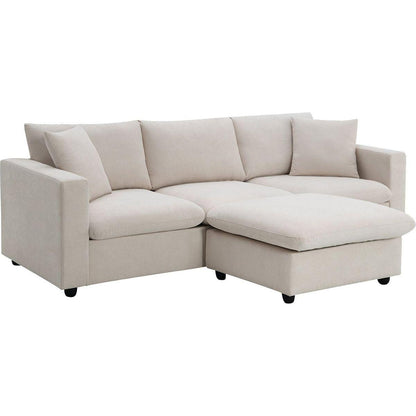 100.4x64.6" Modern Sectional Sofa,L-shaped Couch Set with 2 Free pillows,4-seat Polyester Fabric Couch Set with Convertible Ottoman for Living Room, Apartment, Office,4 Colors