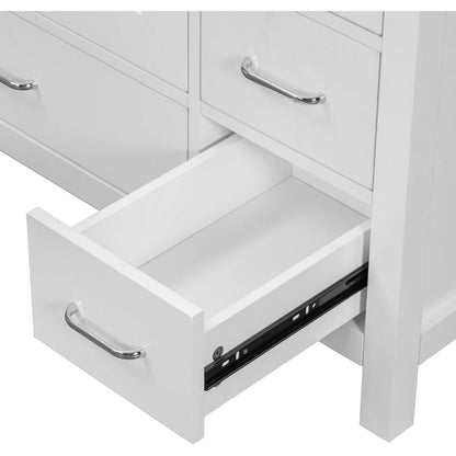 36" White Bathroom Vanity with Ceramic Sink Combo, Abundant Storage Cabinet -2 Soft-close doors and 5 drawers