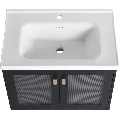 28 Inch Wall-Mounted Bathroom Vanity With Sink, For Small Bathroom (KD-Packing)