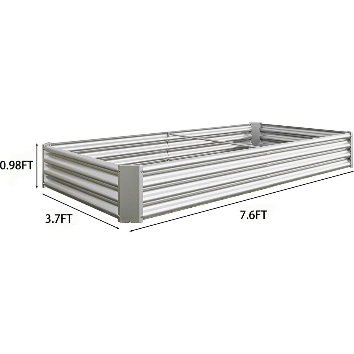 Raised Garden Bed Kit - Metal Raised Bed Garden 7.6x3.7x0.98ft for Flower Planters, Vegetables Herb Silver