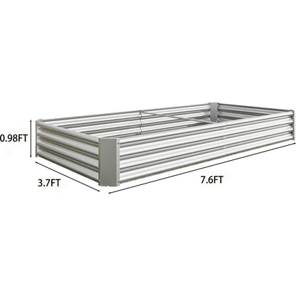 Raised Garden Bed Kit - Metal Raised Bed Garden 7.6x3.7x0.98ft for Flower Planters, Vegetables Herb Silver