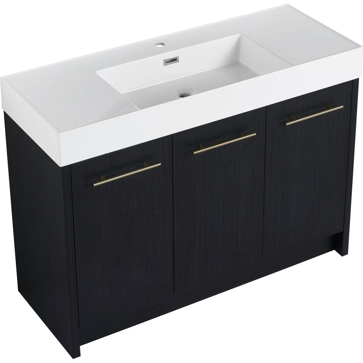 48 Inch Freestanding Bathroom Vanity with Resin Sink, With Soft Closing Door, KD-Package