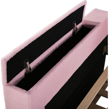 Twin Size Upholstered Daybed with Storage Armrests, Trundle and Latest Integrated Bluetooth Audio System, Teddy Fleece, Pink