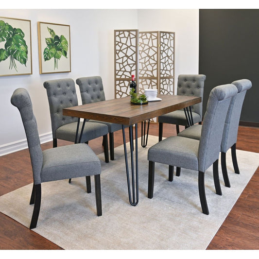 Ashford 7-Piece Dining Set, Hairpin Dining Table with 6 Chairs, 4 Color Options