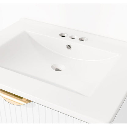 Modern 24-Inch Wall-Mounted Bathroom vanity with 2 Drawers, White - Ideal for Small Bathrooms