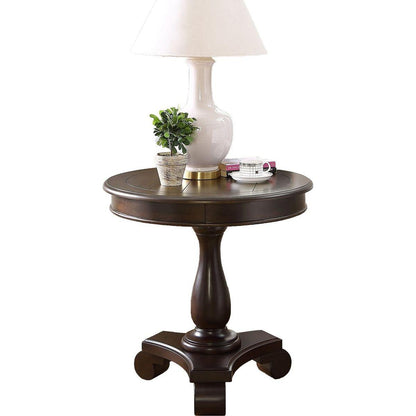 Rene Round Wood Pedestal Side Table, Espresso