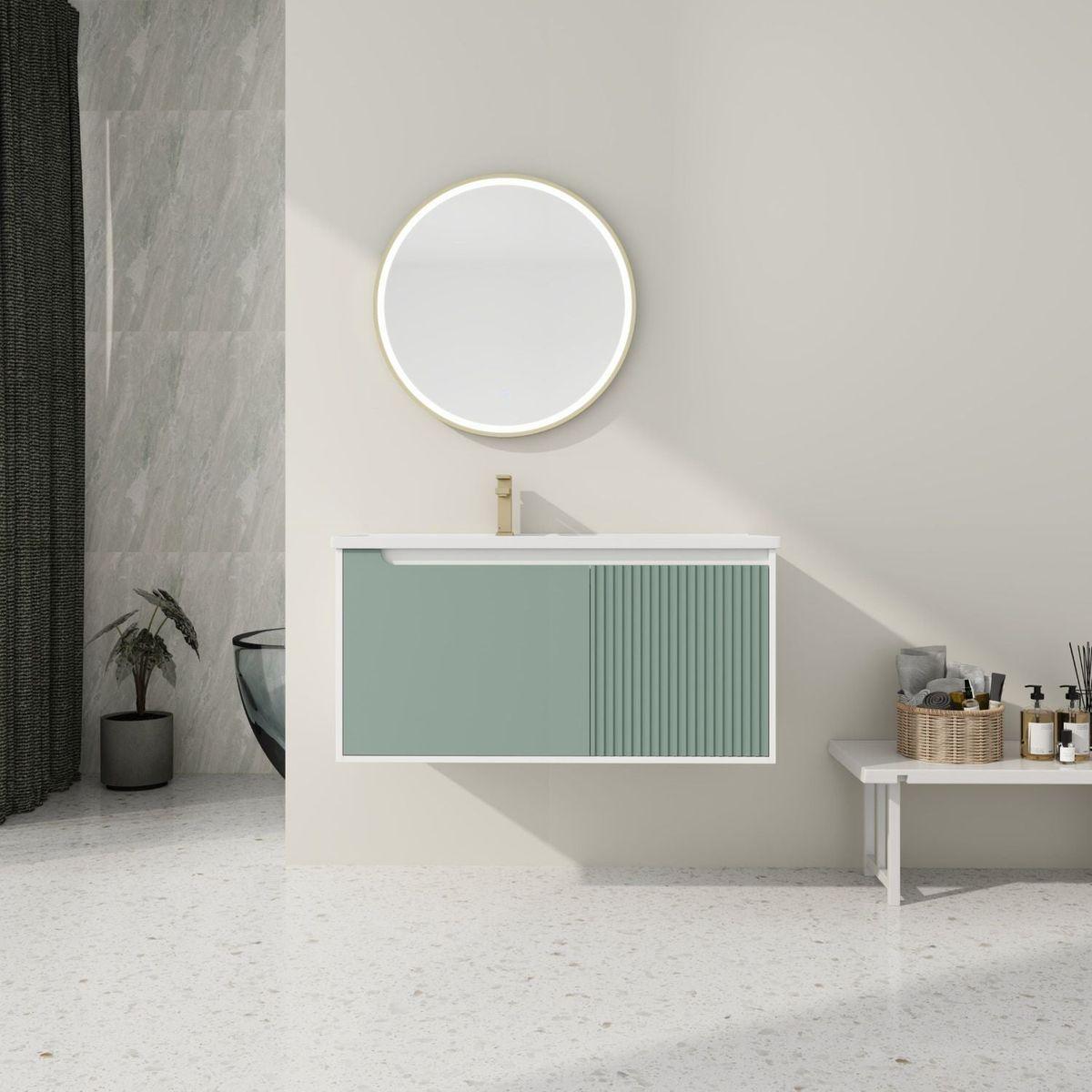 40 " Wall-Mounted Bathroom Vanity with Ceramic Sink, Bathroom Vanity with Soft Close Door