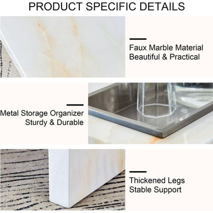 A modern and practical coffee table with imitation marble patterns, made of MDF material. The fusion of elegance and natural fashion 31.4"x 31.4"x 12 "