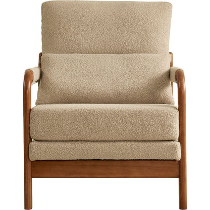 Modern Teddy Fabric Accent Chair,Oak Wood Frame Armchair for Living Room