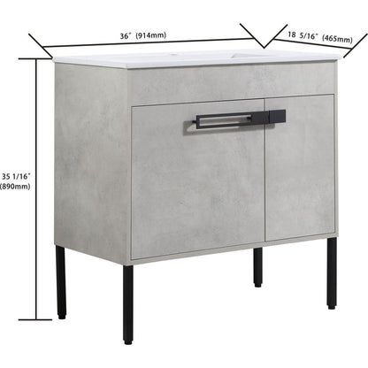 36 Inch Bathroom Vanity with Sink, Freestanding Bathroom Vanity or Floating is Optional Conversion-00336CG-1-F-BL9090B(KD-Packing)