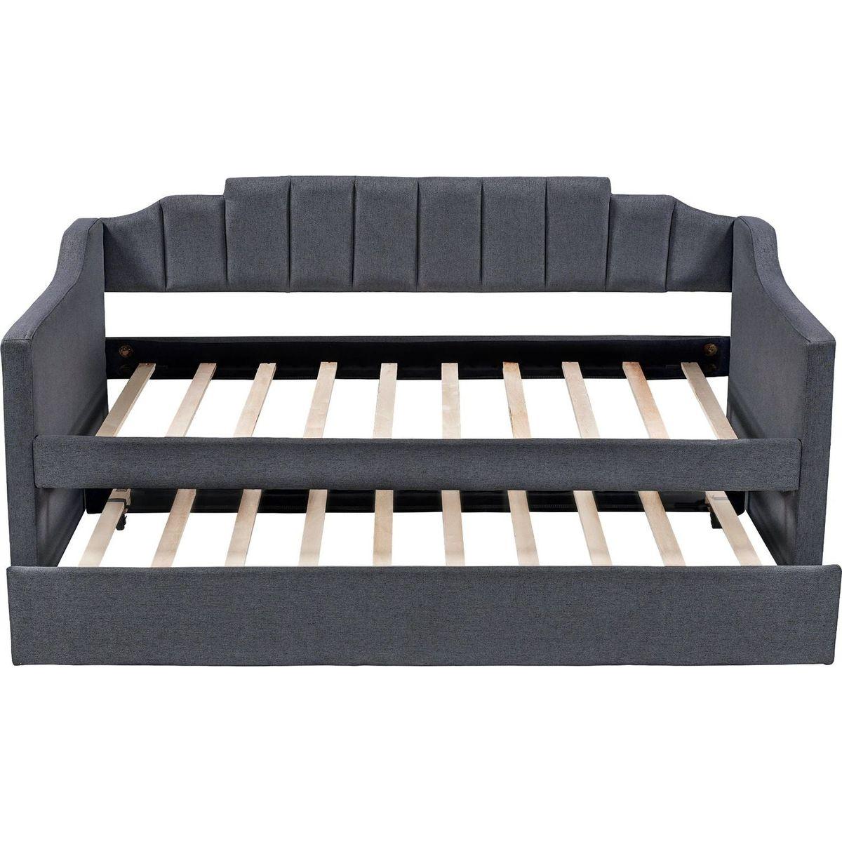 Upholstered Twin Daybed with Trundle,Black