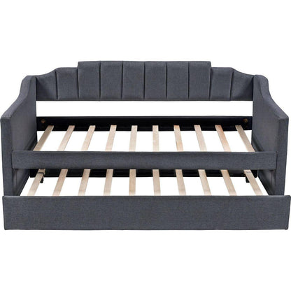 Upholstered Twin Daybed with Trundle,Black