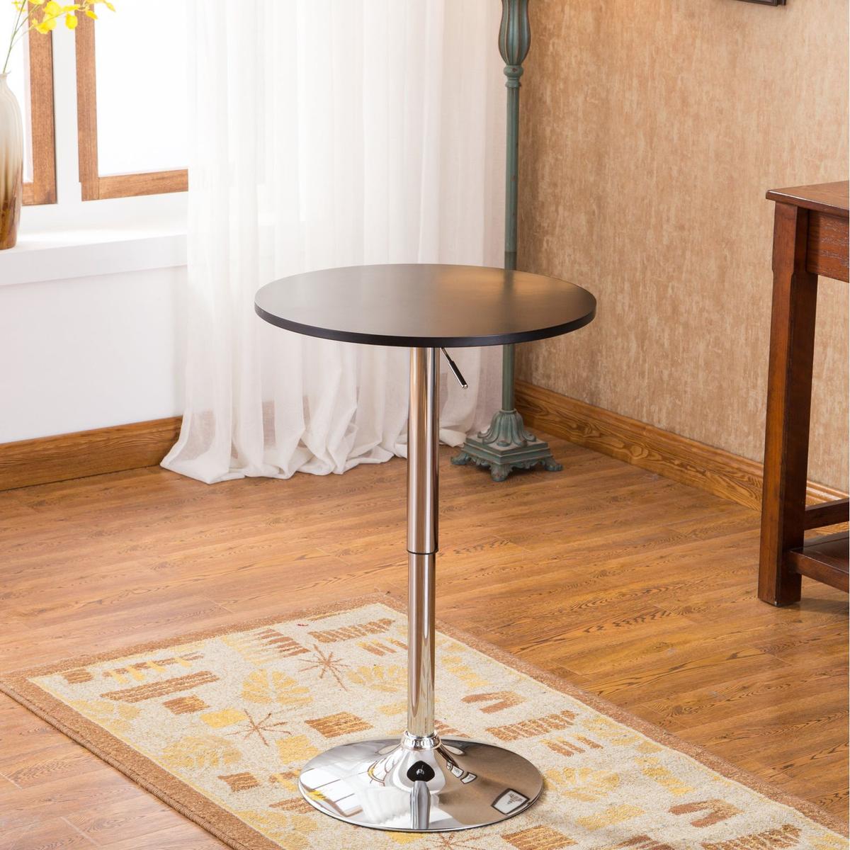 Adjustable Wood and Metal Bar Table in Black
