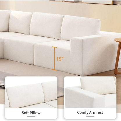 116x116" Modular L Shaped Sectional Sofa,Luxury Floor Couch Set,Upholstered Indoor Furniture,Foam-Filled Sleeper Sofa Bed for Living Room,Bedroom,5 PC Free Combination,3 Colors