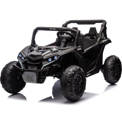 24V Two-Seater Kids Ride On UTV W/Parents Remote Control,Four-Wheel Suspension,Slow Start,Large wheel design,Anti-collision bar,Storage space,Music,USB,Bluetooth,Volume control,LED lights for Kids 3+.