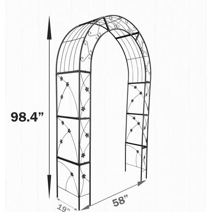 Metal Garden Arch Garden Arbor Trellis Climbing Plants Support Arch Outdoor Arch Wedding Arch Party Events Archway Black