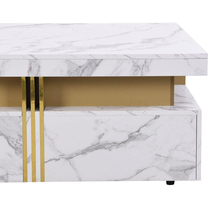 Modern White Square Storage Coffee Table with 4 Drawers