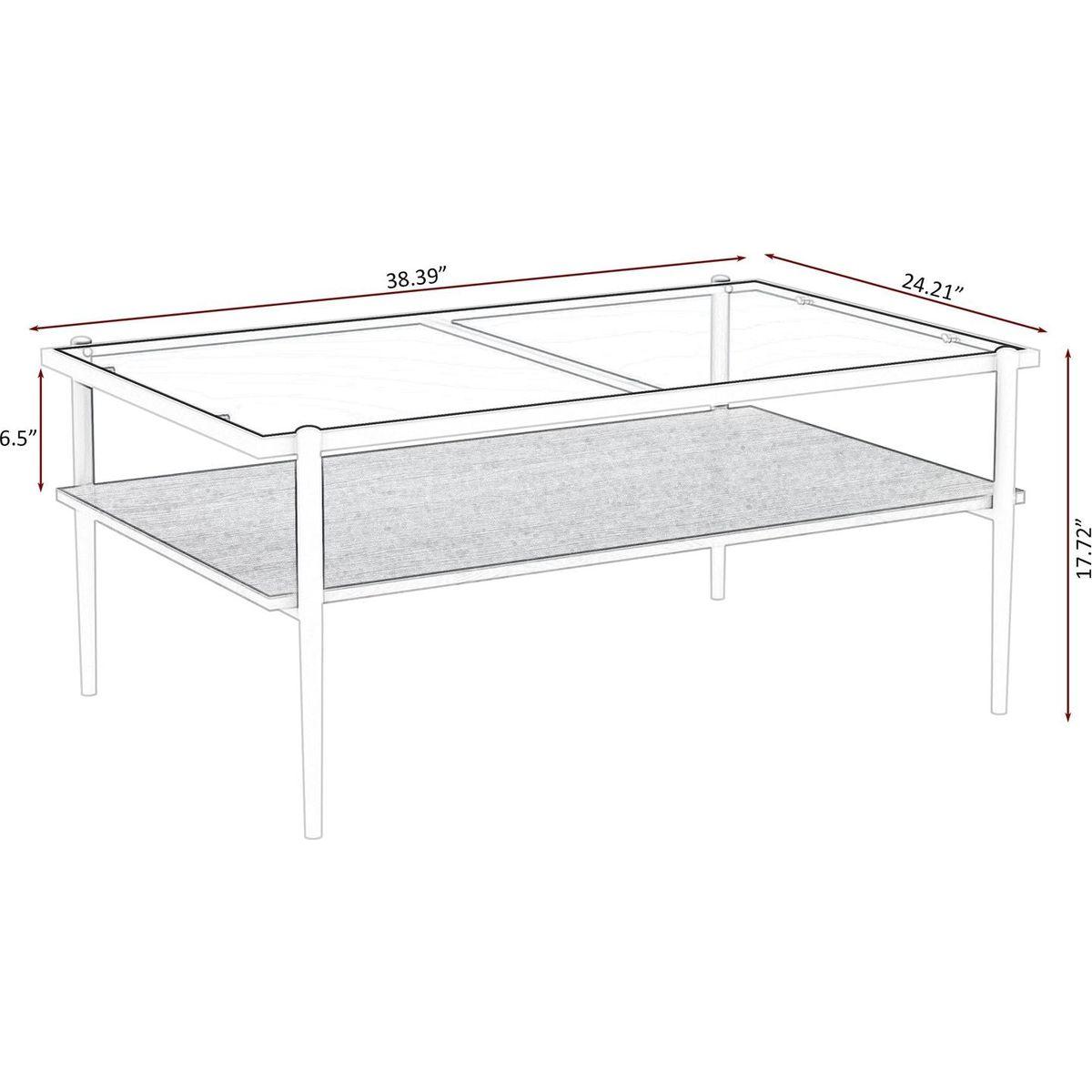 Rectangle Coffee Table with Gray Tempered Glass top and White Legs, Modern Table for Living Room - Streamdale Furniture