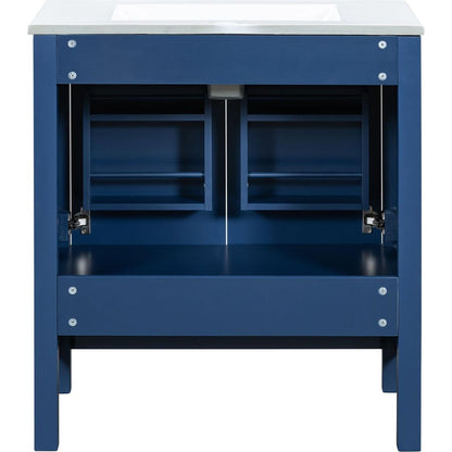 30" Blue Bathroom Vanity with Single Sink, Combo Cabinet Undermount Sink, Bathroom Storage Cabinet with 2 Doors and a Drawer, Soft Closing, Multifunctional Storage, Solid Wood Frame