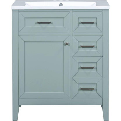 30" Bathroom Vanity with Sink Combo, Green Bathroom Cabinet with Drawers, Solid Frame and MDF Board