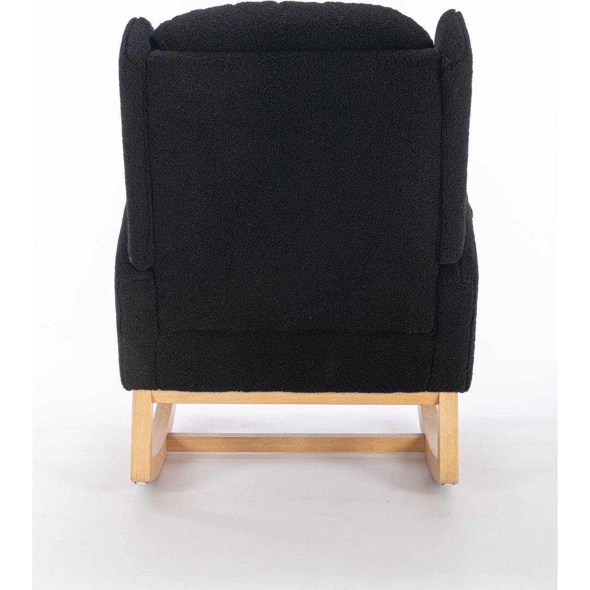 Teddy Fabric Rocking Chair With Packet Wood Legs,Black