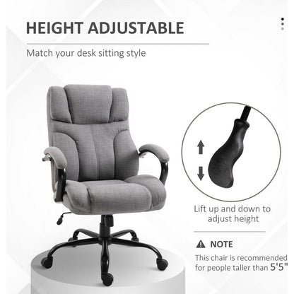 Vinsetto 500lbs Big and Tall Office Chair with Wide Seat, Ergonomic Executive Computer Chair with Adjustable Height, Swivel Wheels and Linen Finish, Light Grey