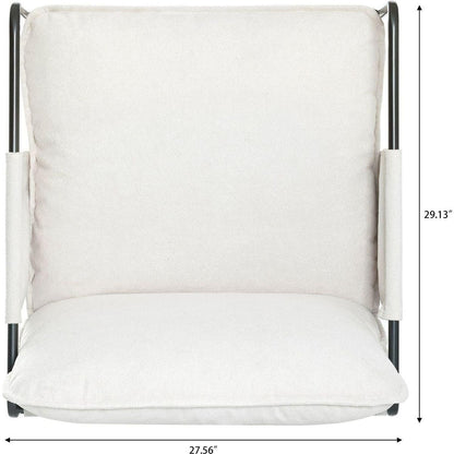 2 Sets 1 Case, Upholstered hanging armchair with arm pocket metal frame, crushed foamcushions and skin-friendly braid for living room and bedroom. White color